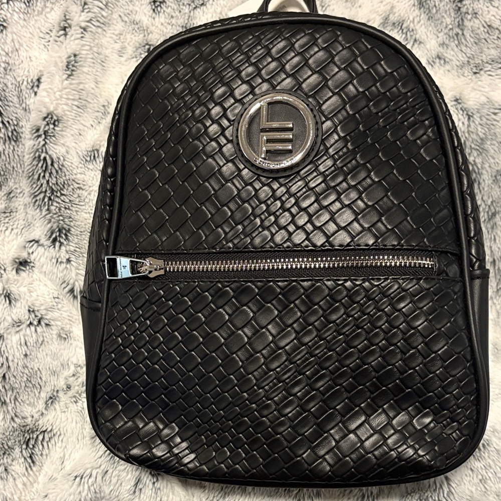 London Fog Black Textured Backpack